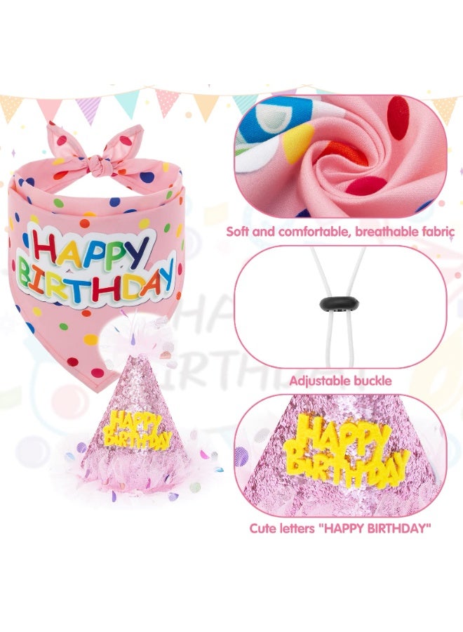 Mordely Dog Birthday Bandana with Hat and Dress Girl Set, Puppy Birthday Party Supplies, Cute Pink Tutu Skirt Outfit for Small Medium Large Dogs - Image 4